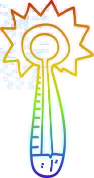 rainbow gradient line drawing cartoon hot thermometer vector