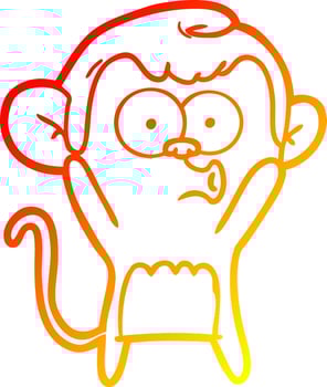 warm gradient line drawing cartoon surprised monkey vector