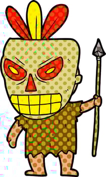 Vector shaman in cartoon style