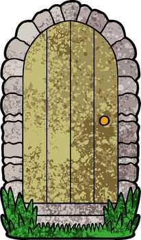 retro grunge texture cartoon doorway vector