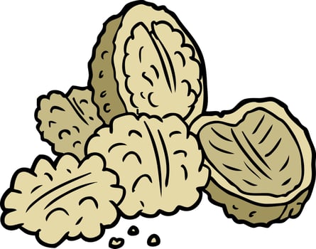 cartoon isolated walnuts vector