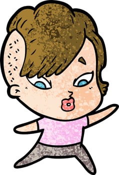 Vector woman character in cartoon style