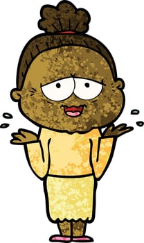 Retro grunge texture cartoon old lady vector