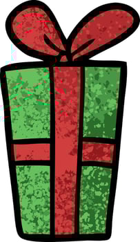 Retro grunge texture cartoon christmas gift vector