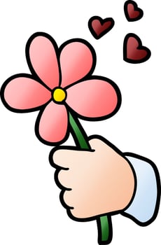 cartoon hand holding flower vector