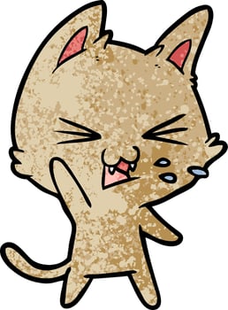 cartoon cat hissing vector