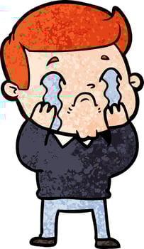 cartoon man crying vector