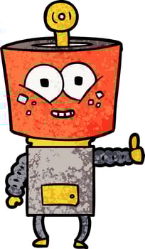 happy cartoon robot giving thumbs up vector