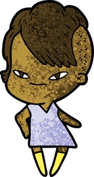 cute cartoon girl with hipster haircut vector