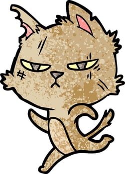 tough cartoon cat running vector