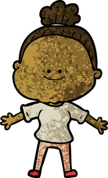 cartoon happy old woman vector