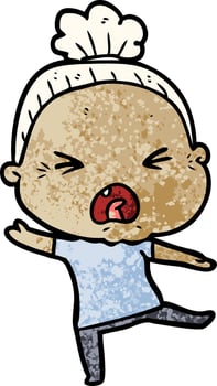 cartoon angry old woman vector