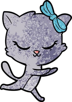 cute cartoon cat with bow vector