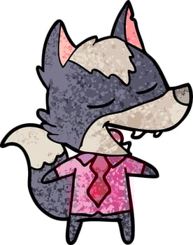 cartoon office wolf laughing vector