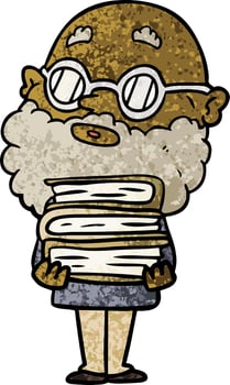 cartoon curious man with beard and glasses vector