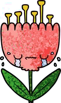crying cartoon flower vector
