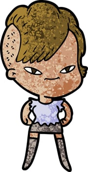 cute cartoon girl with hipster haircut vector