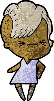 cartoon annoyed hipster girl vector