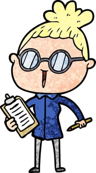 cartoon woman wearing spectacles vector