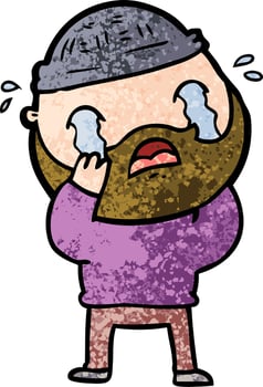 cartoon bearded man crying vector