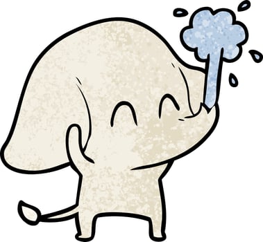 cute cartoon elephant spouting water vector