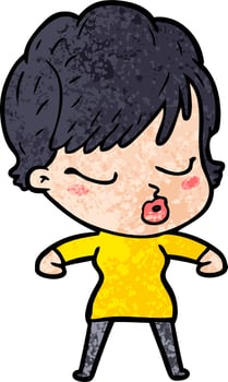 cartoon woman with eyes shut vector