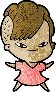 cute cartoon girl with hipster haircut vector