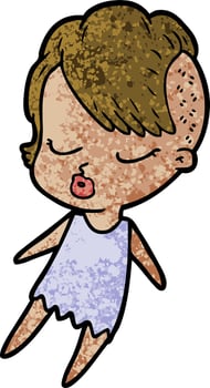 cartoon pretty hipster girl vector