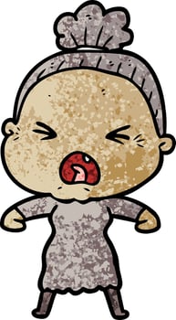 cartoon angry old woman vector