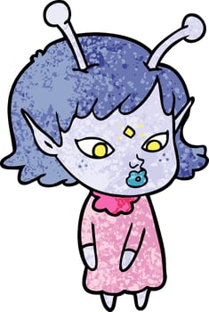 pretty cartoon alien girl vector