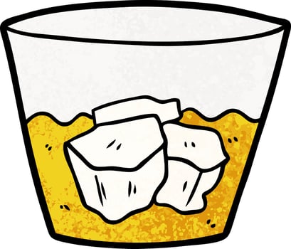 cartoon whisky in glass vector