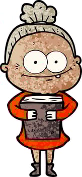 cartoon happy old woman vector
