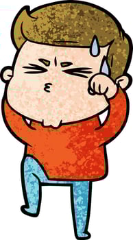 cartoon man sweating vector