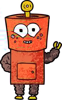 happy cartoon robot waving hello vector
