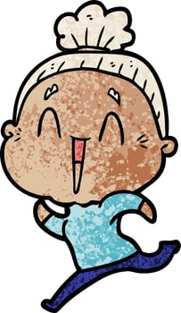 cartoon happy old lady vector