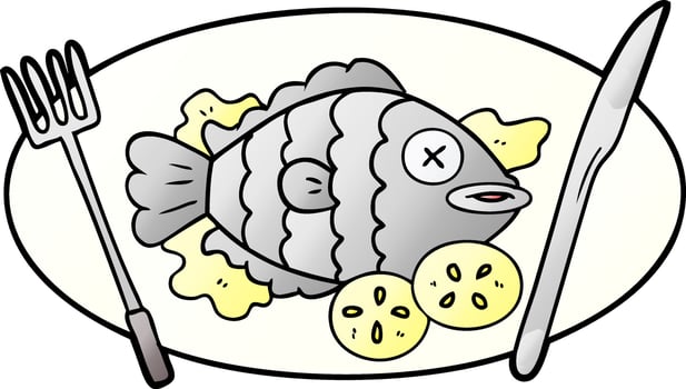 cooked fish cartoon vector