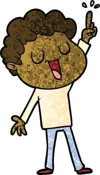 laughing cartoon man with great idea vector