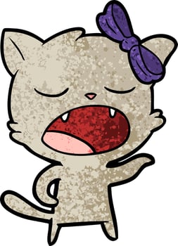 cartoon yawning cat vector