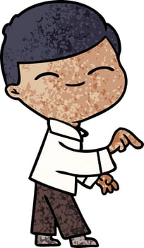 cartoon smiling boy pointing vector