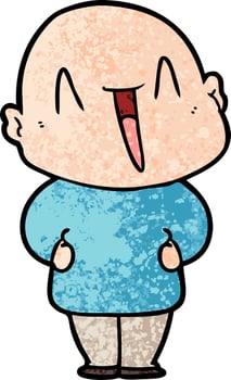happy cartoon bald man vector