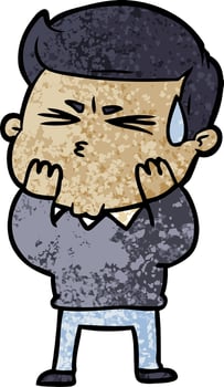 cartoon man sweating vector