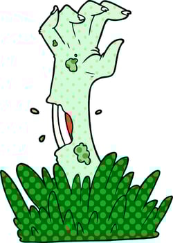 cartoon zombie rising from grave vector