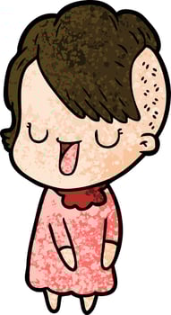 cute cartoon girl with hipster haircut vector