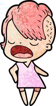 cartoon cool hipster girl talking vector