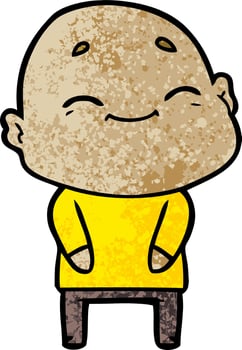 happy cartoon bald man vector