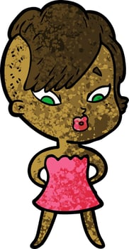 cartoon surprised girl vector