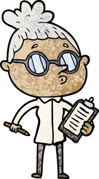 cartoon woman wearing glasses vector