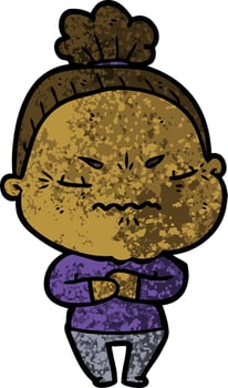 cartoon annoyed old lady vector