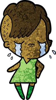 cartoon crying girl vector