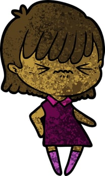 annoyed cartoon girl vector